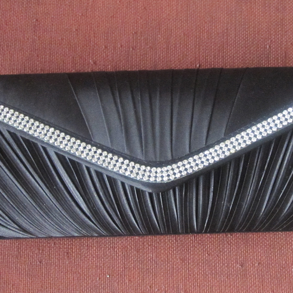👛HOST PICK👛Evening BAG BLACK SATIN w/Rhinestones